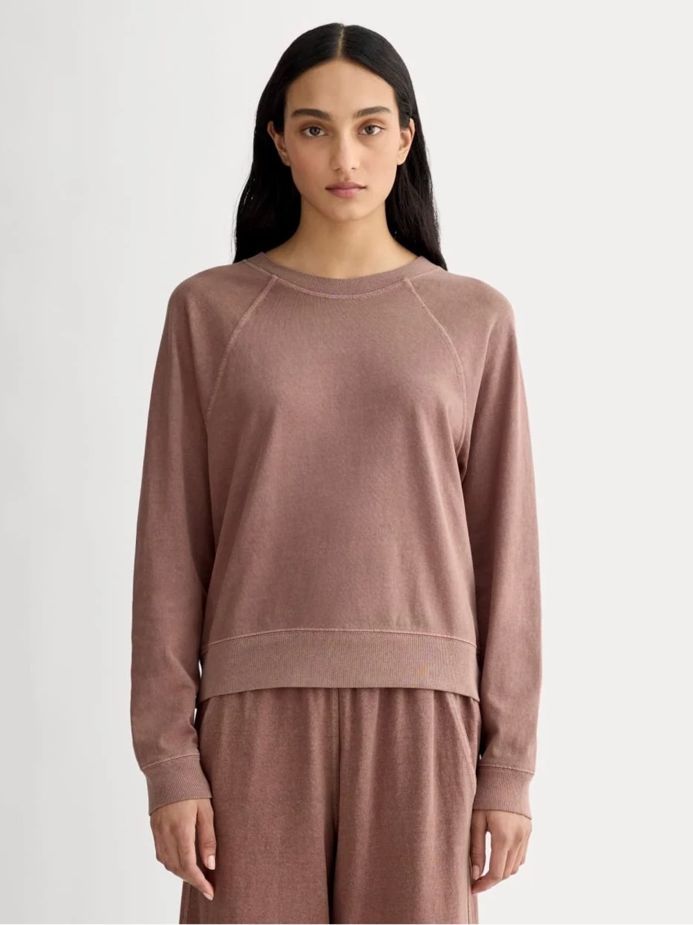 Everlane The Off-Duty Long-Sleeve Tee Brown Garment Dye Sz S NWOT Organic Cotton